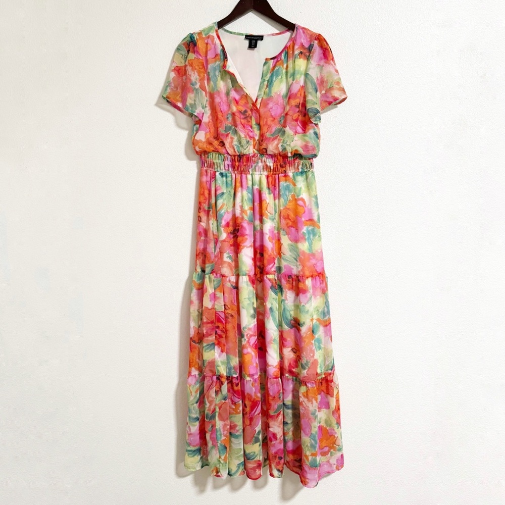 Cynthia Rowley Smocked Waist Tiered Floral Maxi Dress